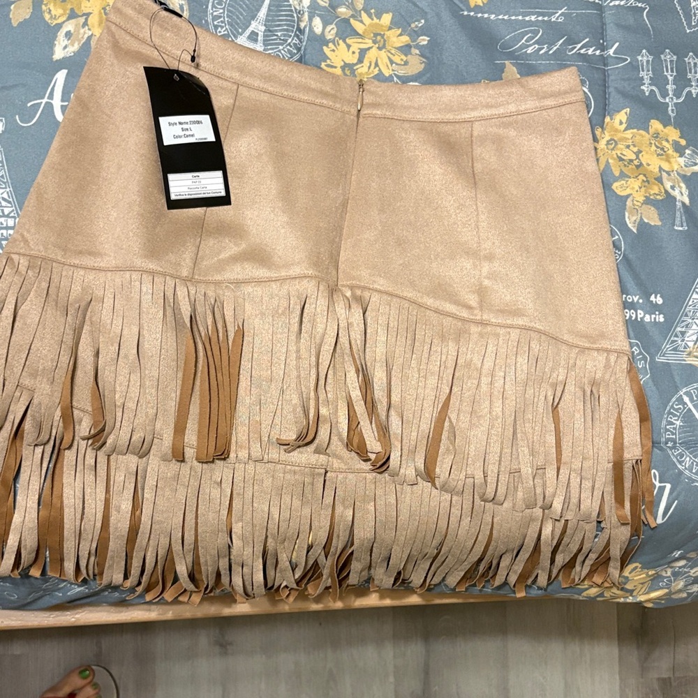 Fringed Tan Skirt